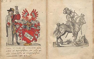 Eintrag des Elmershaus von Haxtthaussen im Stammbuch des Moritz von Oeyenhausen (NLA WO, VI Hs 13, Nr. 5, pag 53v und 54r)